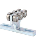 Heavy Duty 6 Wheel Trolley Electric Hoist With Silent Rolling Bearings For Sliding Doors on a metal track with smooth bearings.