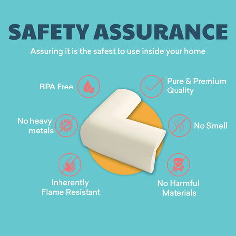 PreTaped Soft Foam Corner Protectors For Baby Safety, Off White, 12 Pack Small, with safety assurance features like BPA free.
