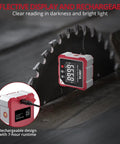 4-Side Magnetic Digital Angle Finder With Laser Helping Pros And DIYers Nail Tricky Angles With Blazing Speed featuring reflective display and USB charging.
