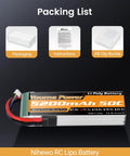 Packaging list including Extended-Run 3S LiPo Battery Pack 5200mAh 11.1V 50C Shorty With TR Plug Soft Case for RC vehicles