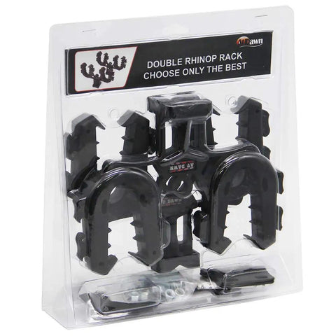 Heavy Duty Gun Rack Mount For Easy Transport In Cars Trucks And SUVs Rifles Bows And Gear With 360 Degree Rotation And 0 To 180 Degree Tilt In 45 Degree Increments Cushioned Clamps And Soft Rubber Straps packaging