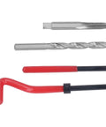 M8x1.25 Thread Repair Kit With Helical Inserts And High Speed Steel Drill Bits For Auto Repairs No Fuss Damaged Thread Fix In Metal Holes And Pro Grade Restore For Smooth Automotive Maintenance. Tap, drill bit and tools