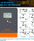 Auto Detecting MPPT Solar Charge Controller For 12 Volt Or 24 Volt Setups, 20 Amp Output, LCD display showing functions