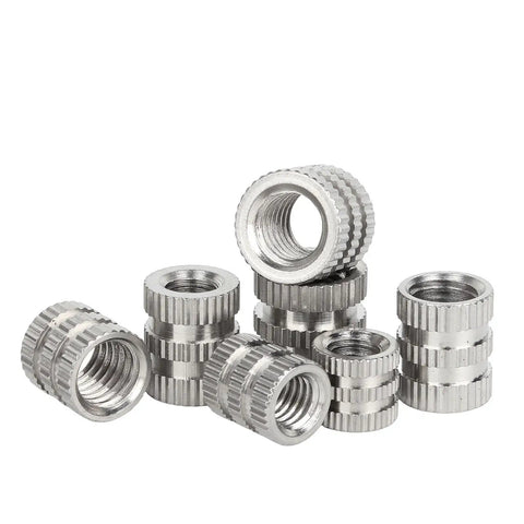 M6 Knurled Stainless Steel Insert Nuts For Injection Molding Built Tough Heavy Duty Embedded Thread Fasteners Display