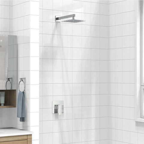 Shower Faucet Set With Valve And 8 Inch Square Shower Head Single Handle Trim Kit With Extra Long 16 Inch Shower Arm Polished Chrome Easy Installation
