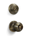 Entry Door Knob Deadbolt Combo Lock Set In Antique Brass 6 Pack With Adjustable Latch Single Cylinder Deadbolt Keyed Differently