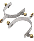 Roping Spurs For Cowboy Boots, Western Stainless Steel Horse Spurs With Brass Gear Decoration, close-up view