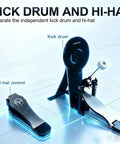 Eight Piece Electronic Drum Kit With Mesh Heads, Realistic Kick Pedal, showing kick drum and hi-hat controls