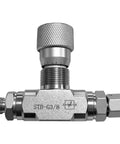 Tubular Hydraulic Bidirectional Flow Control Restrictor Valve With L08 Connector for Hydraulic Systems, carbon steel, side view.
