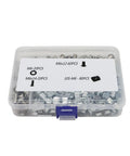 Top Shelf M6 Hardware Bundle Including Screws Slick Slide T Nuts And Flat Washers In Premium Stainless Steel for assembly kit in clear box.