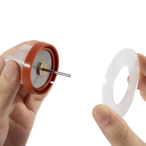 Hands holding Repair Kit for 720A Pressure Vacuum Breaker Backflow Preventer Compatible with One Half Inch Three Quarter Inch and One Inch Models RK1 720A DIY Friendly Replacement Parts for Quick Freeze Damage Repair and Easy Install components.
