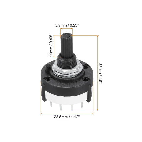 1P12T Rotary Switch 1 Pole 12 Position Band Selector 1 Deck For TV Radio Home Machine 3 Pack DIY Ready Replacement Part