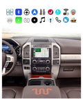 Ford Wireless CarPlay Upgrade Kit From 2 To 3 With 8 Inch Touchscreen GPS Navigation APIM NA223 Preprogrammed VIN Data For F150 F250 F350 F450 And Explorer Fast Plug And Play Truck Upgrade installed in vehicle dashboard showing map navigation on screen.