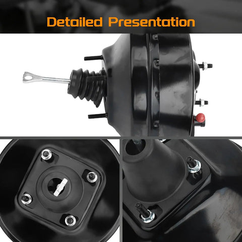 Heavy Duty Vacuum Power Brake Booster Replacement Fits 2003 2006 Chevy Silverado showing close-up of components and mounting points.