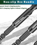 JOERIC 6mm masonry drill bits set with hex shanks, angled close-up view