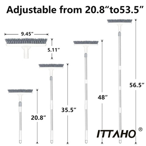 Two Pack Grout Cleaning Brush With Long Extendable Handle And Swivel V Shape Scrub Head Measurements