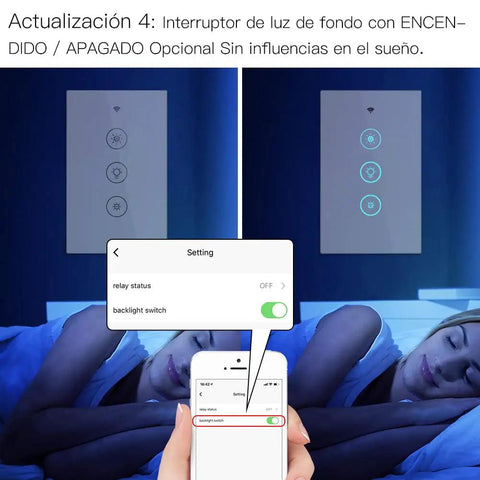 Smart Dimmer Light Switch 2/3 Way With Remote Control And Tuya Smart Life App Compatibility, shown with app control feature