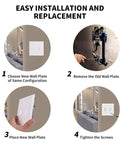 Tutorial for 2-Gang Decorator Double Switch Plate Cover White 4-Pack With Screws installation and replacement steps.