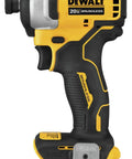 Side view of 20V Max Cordless Impact Driver With One Quarter Inch Chuck Ultra Compact Five Point One Inch Length Seventeen Hundred Inch Pounds Of Torque Tool Only Fits In Tight Spots And Precise Control