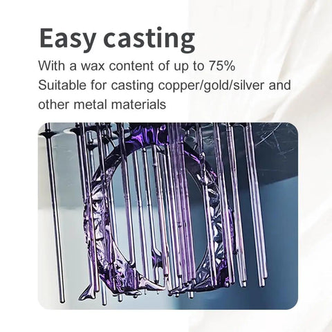 Premium Castable Jewelry Resin Tailored For DLP And LCD 3D Printers With 75 Percent Wax Content And Burn Clean Ash Free Formula Hassle Free Prints And Knockout Detail For Master Patterns Rich Purple Pigment Comes In 500 Gram Jar