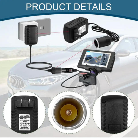 Product image showing Straight Up Heavy Duty AC DC Converter and Car Cigarette Lighter Adapter for road trips and tech use.