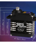 Badass 70kg High Torque RC Servo 4 Pack Rock Solid Metal Gear Brushless Steering Motor dimensions labeled on a blue background.