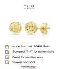 Six Millimeter 14K Yellow Gold Diamond Cut Ball Stud Earrings With Hand Engraved Detailing And Secure Push Backs Dope Quality Gift Box Included Ready For Everyday Wear And Special Occasions.