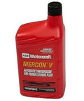 Bottle of Mercon V Automatic Transmission Fluid And Power Steering Fluid For Ford Lincoln Mercury Vehicles 16 Oz Motorcraft Quality ATF
