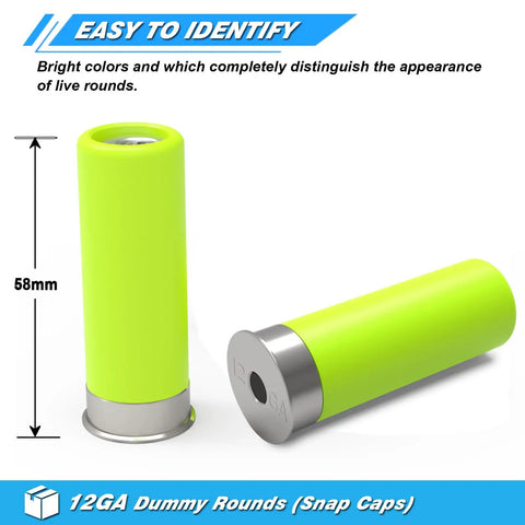 12 Gauge Snap Cap Dummy Rounds For Safe Gun Training Dry Fire Practice And Malfunction Drills With Closed Weight And Precise Size Pack Of 12 Realistic Handling Feel For Safe Repetitive Practice At The Range