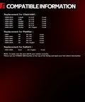 Compatible information for front corniche enhancementsuek lansd turning potato with GM vehicles including Chevy Malibu, Pontiac G6, Saturn Aura.