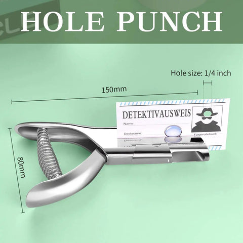 Heavy Duty 1/4 Inch Hole Punch With 2 Inch Deep Throat For Paper ID Cards PVC Tags And Plastic Cardboard, side view