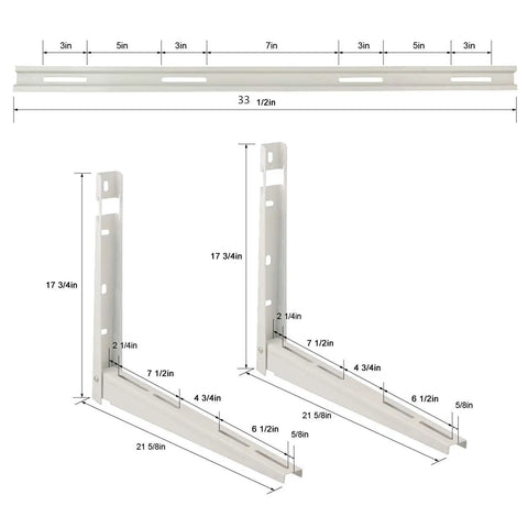 Dimensions of Heavy Duty Outdoor Wall Mount Bracket For Ductless Mini Split Condensers And Heat Pumps Universal Fit 9000-36000 BTU