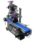 Automatic Desktop Conveyor Labeling Machine With Adjustable Belt For Flat Surfaces 110V Plug And Play Bottle Applicator view from side