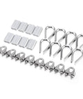 24 Piece M8 Wire Rope Cable Clamp Ferrule Kit with eight five sixteenth inch clamps, eight stainless steel thimbles, and eight crimping loop sleeves