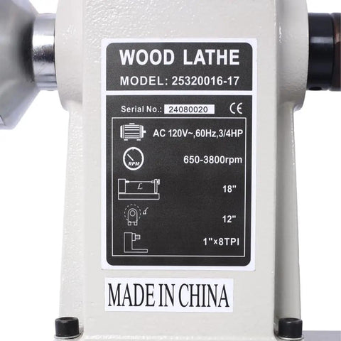 Top Shelf Benchtop Wood Lathe Machine Packing A Beefy 3/4 Horsepower Motor With Sweet 650 To 3800 RPM Adjustments, Generous 12 Inch Swings And Roomy 18 Inch Reach For Serious Woodturners detailed control panel.
