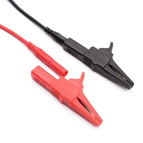 Auto Tech Test Lead Kit With Flexible Silicon Back Probes, Shielded Alligator And Large Crocodile Clips, red and black clips