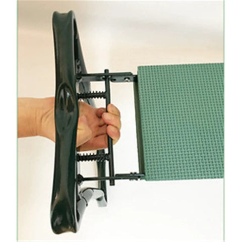 Side view of a folded 2 In 1 Garden Kneeler And Seat Bench With Foam Pad Foldable Lightweight Garden Stool for Kneeling Or Sitting, green.