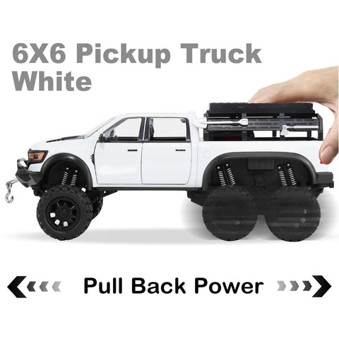 Hand activates Tough As Nails 1 To 24 Diecast Off Road Pickup Toy Truck With Light And Sound, Metal Construction, 6x6 Off Road Vehicle.