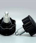 Built Tanky M20 Spring Loaded Indexing Plunger Dowel Pin With Dead Nut Secure Threaded Lock Screw For Precision Assembly And Heavy Duty Workshop Builds Pro Shop Ready Hardware, showing black plastic head and steel threaded shaft.