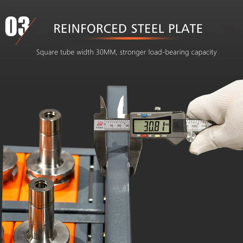 Reinforced steel plate measurement on Rock Solid CNC Tool Trolley with a 30MM width for enhanced load-bearing capacity.