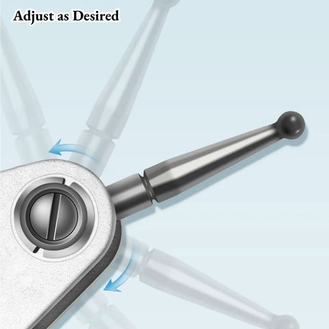 Close-up view of fine adjustment handle of the Dial Indicator Magnetic Base Holder Kit With On Off Switch showing flexibility.