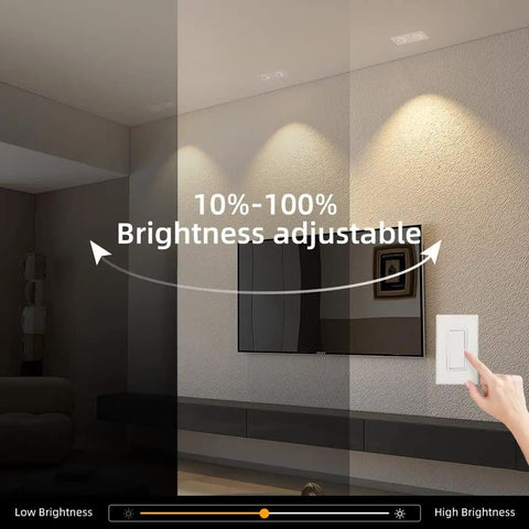 Dimmable Recessed LED Light Fixture With 2 Heads in living room, adjustable brightness from 10% to 100%, high CRI 97