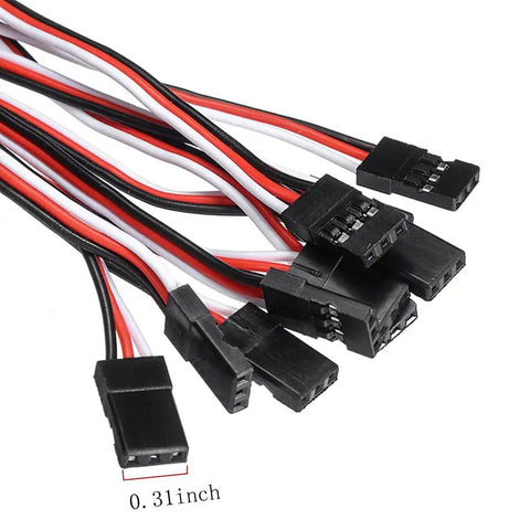 55 Piece 6 Size Male To Female 3 Pin Servo Extension Wires Kit For RC Cars Planes And Helis, black and red ABS cables.