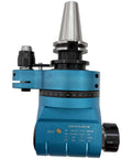 Top Shelf Cat40 To Er32 90 Degree Angle Head Vmc Spindle Adapter showing blue body and cutting head for precision machining.