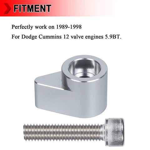 2 Pc Beefed Up Dowel Pin For 1989 To 1998 Cummins 12 Valve 5.9L Engine, CNC Anodized Aluminum 6061 T6, Prevents Dowel Backout, Boosts Timing Integrity, Heavy Duty Fitment For Diesel Trucks. Silver dowel pin retainer with screw for Cummins 5.9L 12V engine