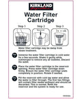 Instructions for using water filter cartridge, step-by-step guide for immersion and installation, fits standard pitchers.