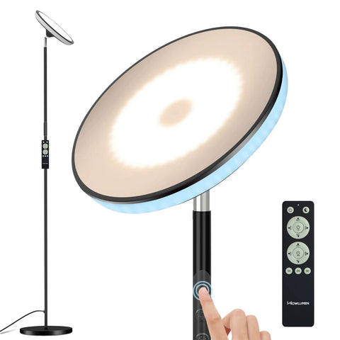 UFO Floor Lamp 71 Inch Tall With Remote 42W 3700LM RGB LED Torchiere For Living Room And Bedroom, Modern Tall Standing Light
