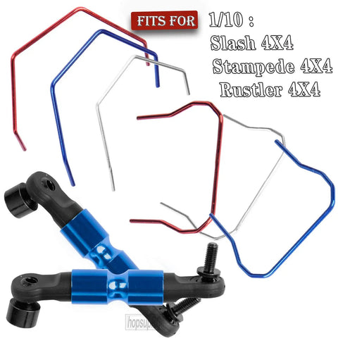 Beefed Up Aluminum Front And Rear Wide Sway Bar Kit For 1/10 Slash Stampede Rustler Rally 4X4 RC Cars, multi-color bars
