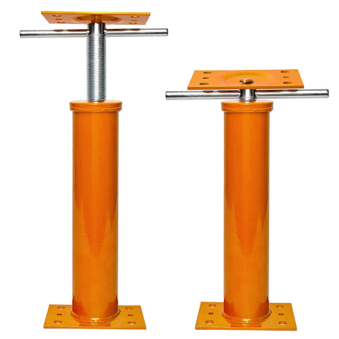 Adjustable Basement Floor Jack Posts, 2 Pack, 11 To 17 Inch Screw Post Supports, Stabilizer Jacks for house foundation, orange steel
