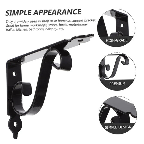 Heavy Duty Iron Triangle Shelf Brackets Black Metal Corner Supports 4 Pack showing sturdy black iron wall mount design.